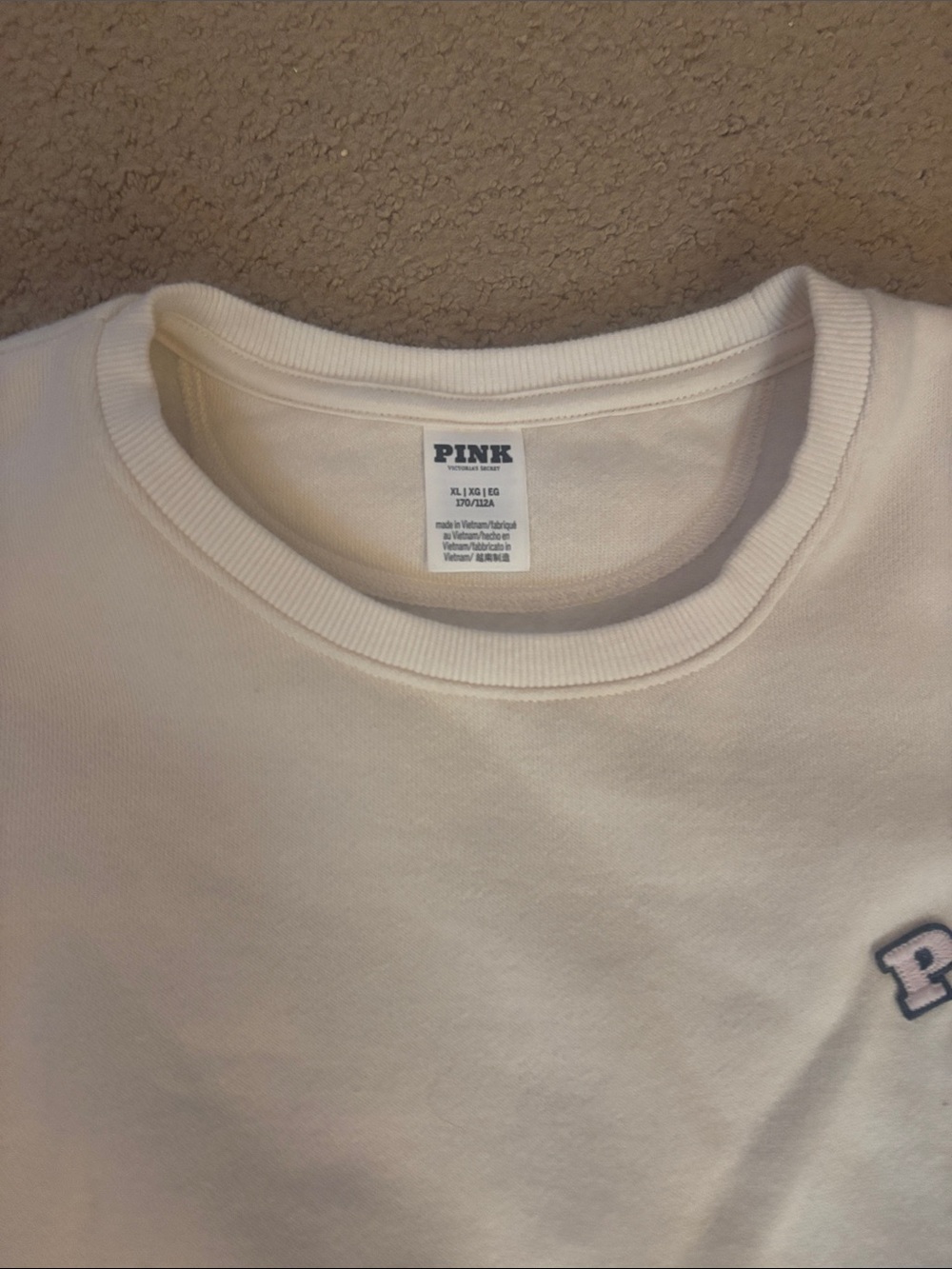 PINK Victoria's Secret Crewneck Sweatshirt - Cream EUC XL Vintage - Picture 3 of 5